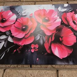 Canvas Wall Decor Modern Floral 24x48"