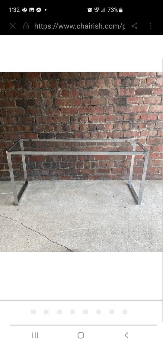 Mid-Century Modern 1970s Chrome and Glass Console Table