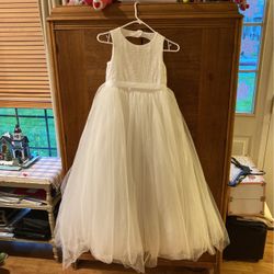 white flower girl dress size 10