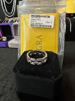 Silver Moissanite Chain Style Eternity Ring