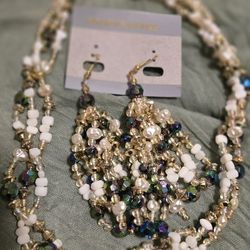 Beaded Necklace And Earring Set
