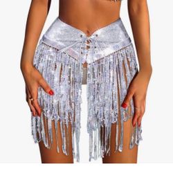 sequin fringe skirts, rave party skirts for women
