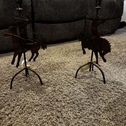 Two Cowboy Candle Holders 