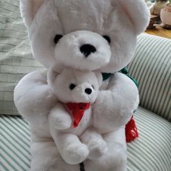 Brand New White Teddy Bear With Baby Bear