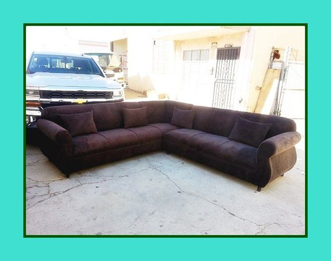 new 9x9 ft "Dark brown microfiber" sectional couches