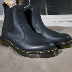 Dr. Martens Black Chelsea Boots with Signature Yellow Stitching
