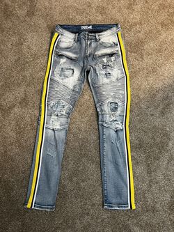 PREME jeans with black/yellow stripe