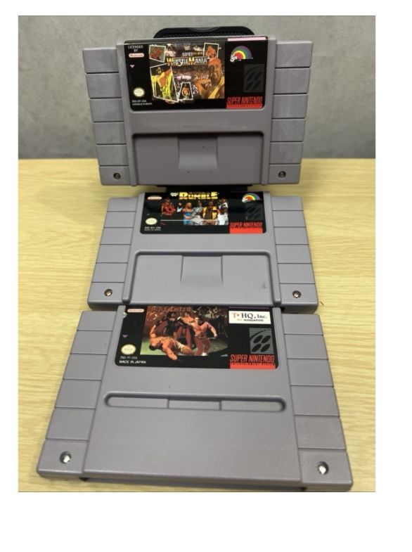 Super Nintendo WWF Royal Rumble, Super Wrestle Mania + Pit- Fighter Lot of 3