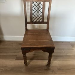 Antique Wood, Moroccan Dining Chairs Set Of Two
