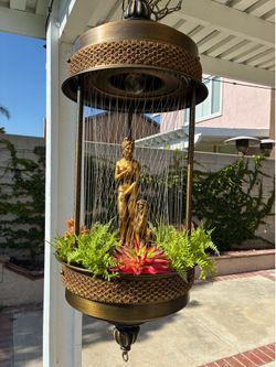 1970s MCM Vintage Goddess Hanging Oil Rain Lamp