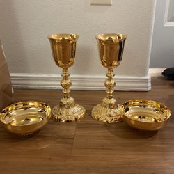 Gold Chalice And Gold Plates