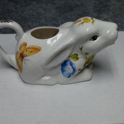 Grace Teaware Rabbit Creamer Butterfly Flowers Like New