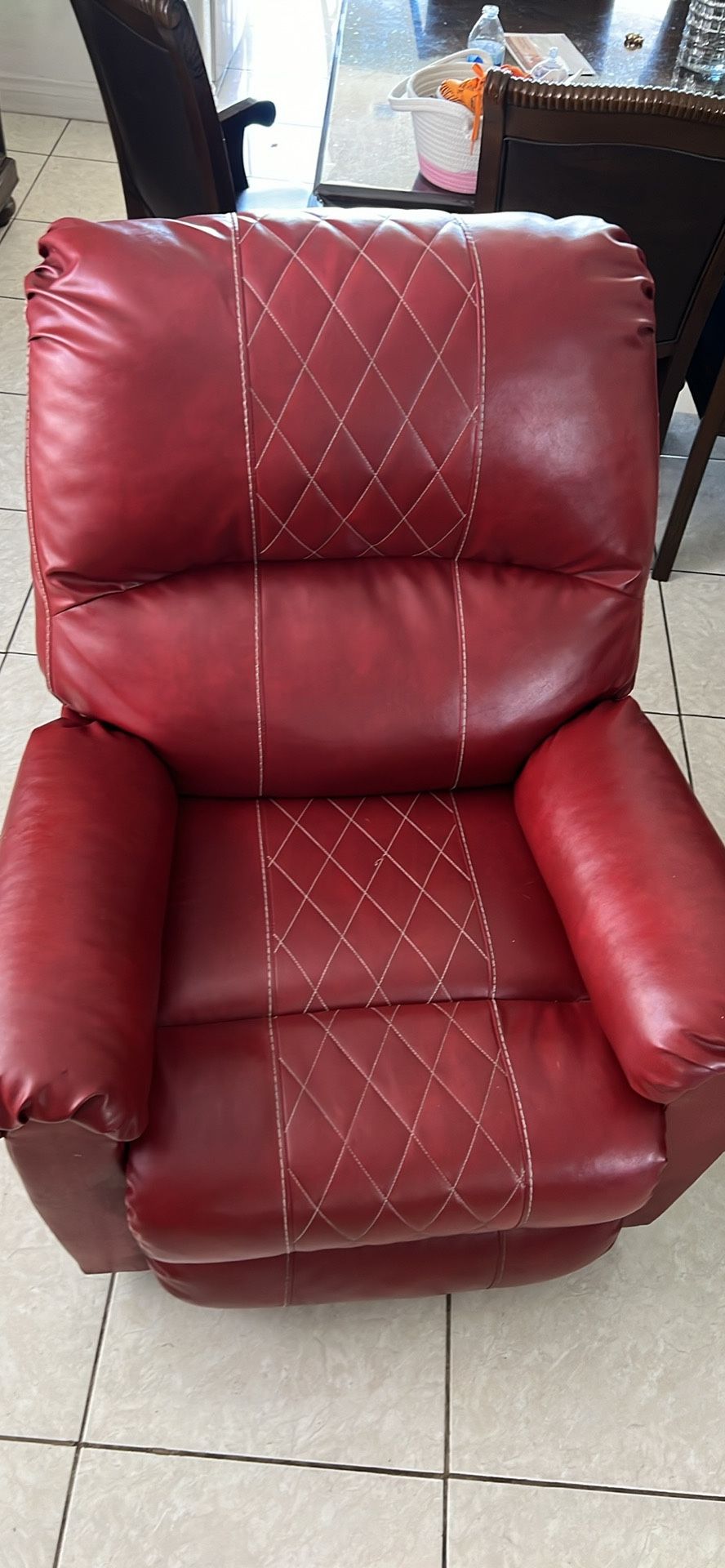 Red Leather Love Seat And Recliner