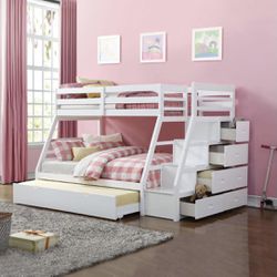 Solid Wood Bunk Bed With Storage