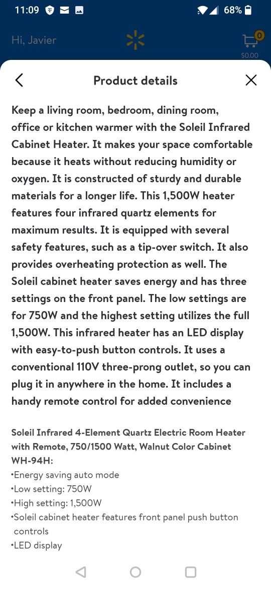 Soleil Infrared Heater for Sale in Paramount, CA - OfferUp