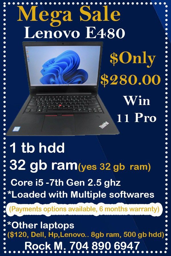 Lenovo E480 1TB HDD 32GB RAM WIN 11 PRO