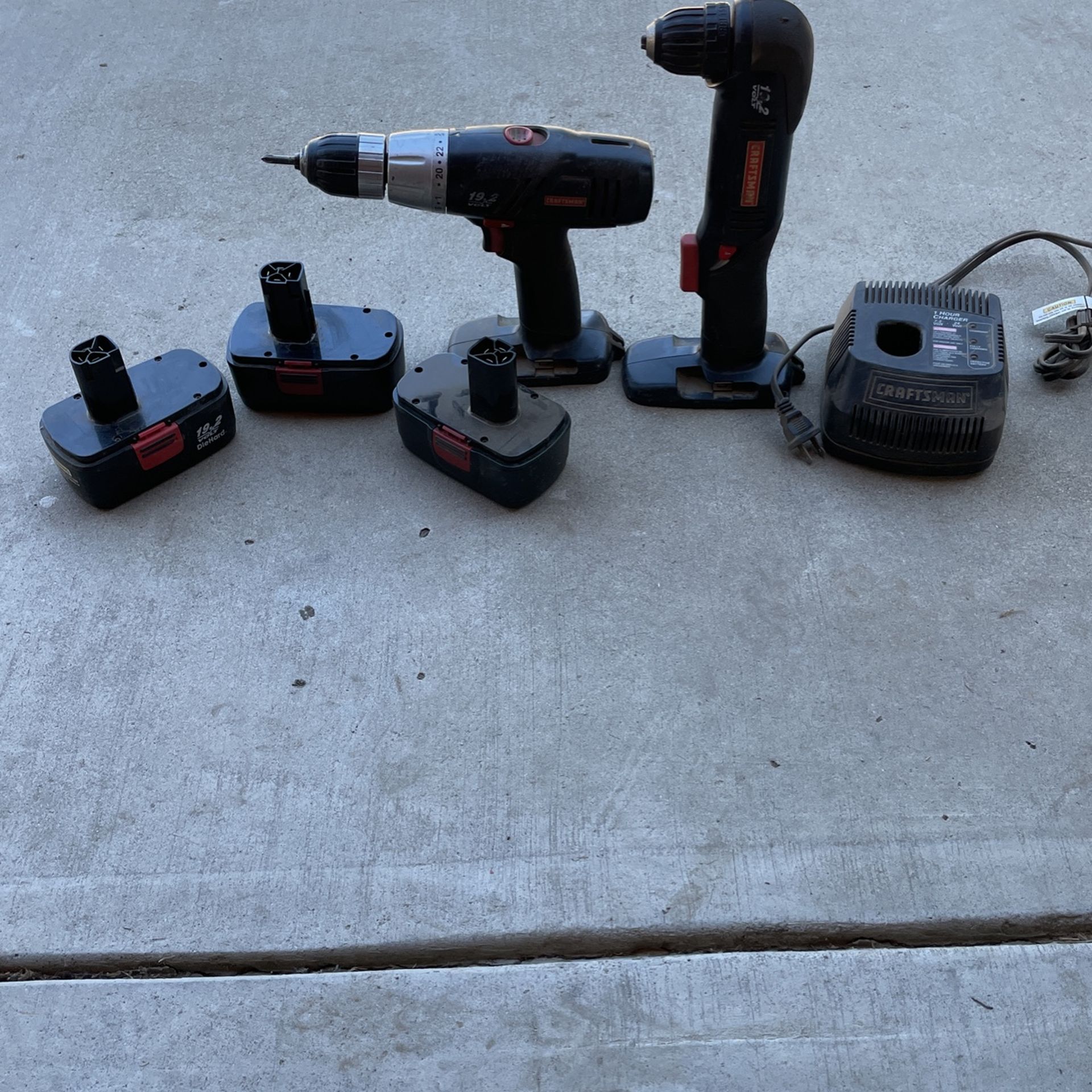 2 Drills, 3 Batteries And Charger