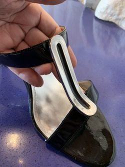 Alfani Black Patent Heel With Cool Stainless Accent Sz 11