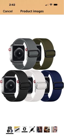 Stretchy Band Compatible with Apple Watch Bands Ultra 3/2/1 49mm 46mm 45mm 44mm 42mm 41mm 40mm 38mm Men Women, Soft Nylon Elastic Braided Strap Fits f
