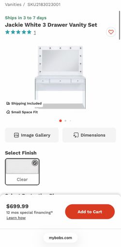 Jackie white 3 drawer vanity set
