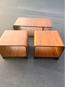 Aster brown wood three piece table set