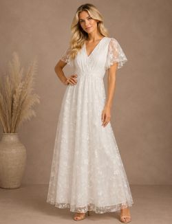 White dress formal design cute floral size L