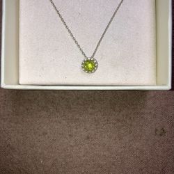 .925 Gold Colored Sterling Silver And Peridot Necklace