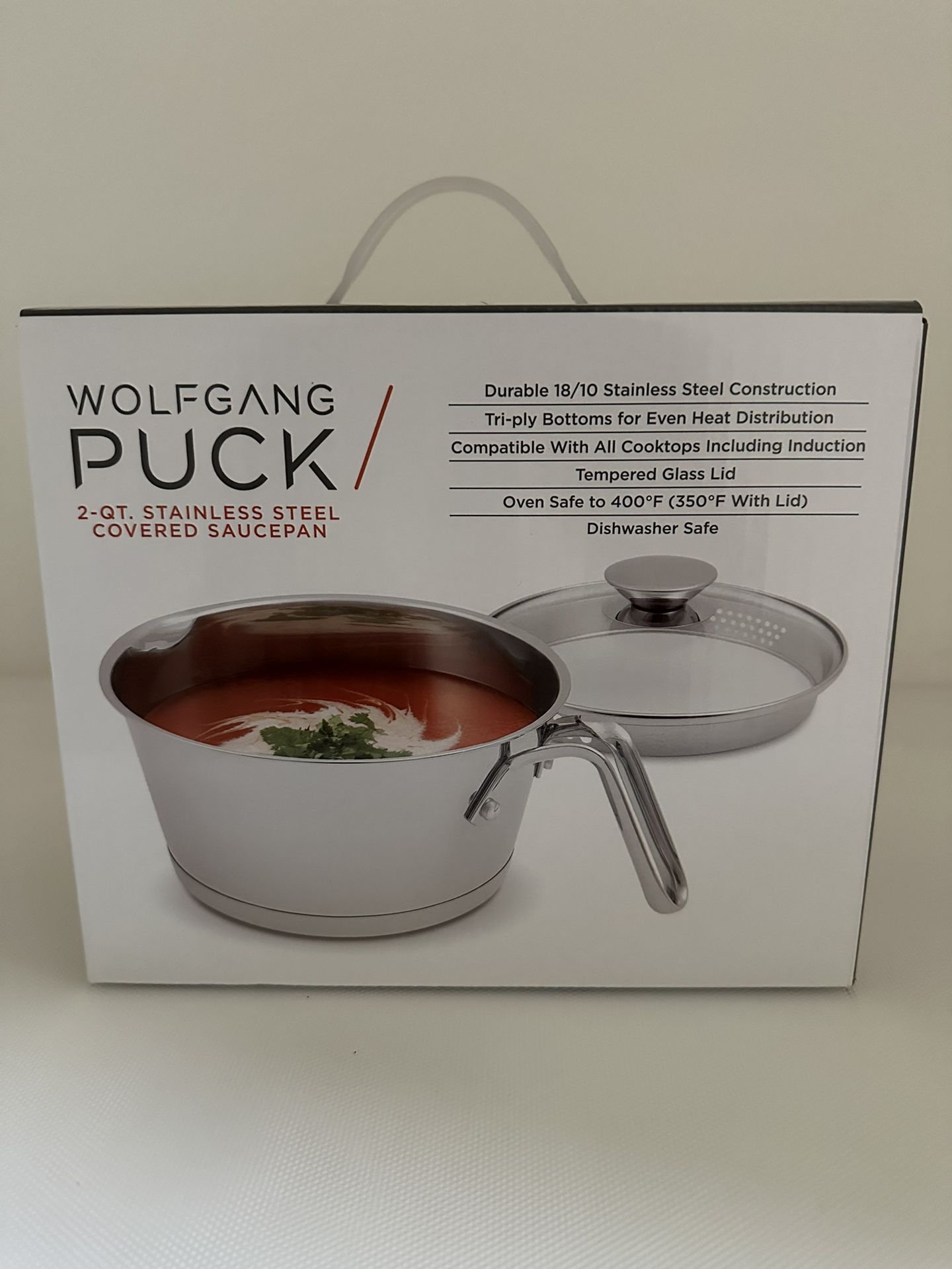 Wolfgang Puck 2 QT Stainless Steel Covered Saucepan Brand New