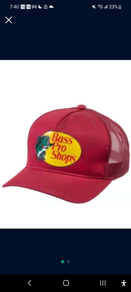 Bass Pro Shops Hat Outdoor Fishing Baseball Trucker Mesh Cap Adjustable SnapBack..Color (Cardinal)