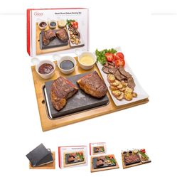 GOOD COOKING STEAK STONE DELUXE SERVING SET