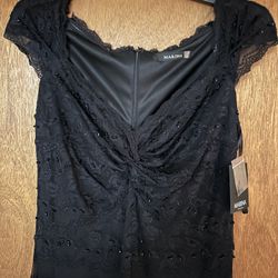 Marina Lace Sequin Black Cocktail Dress Womens 8