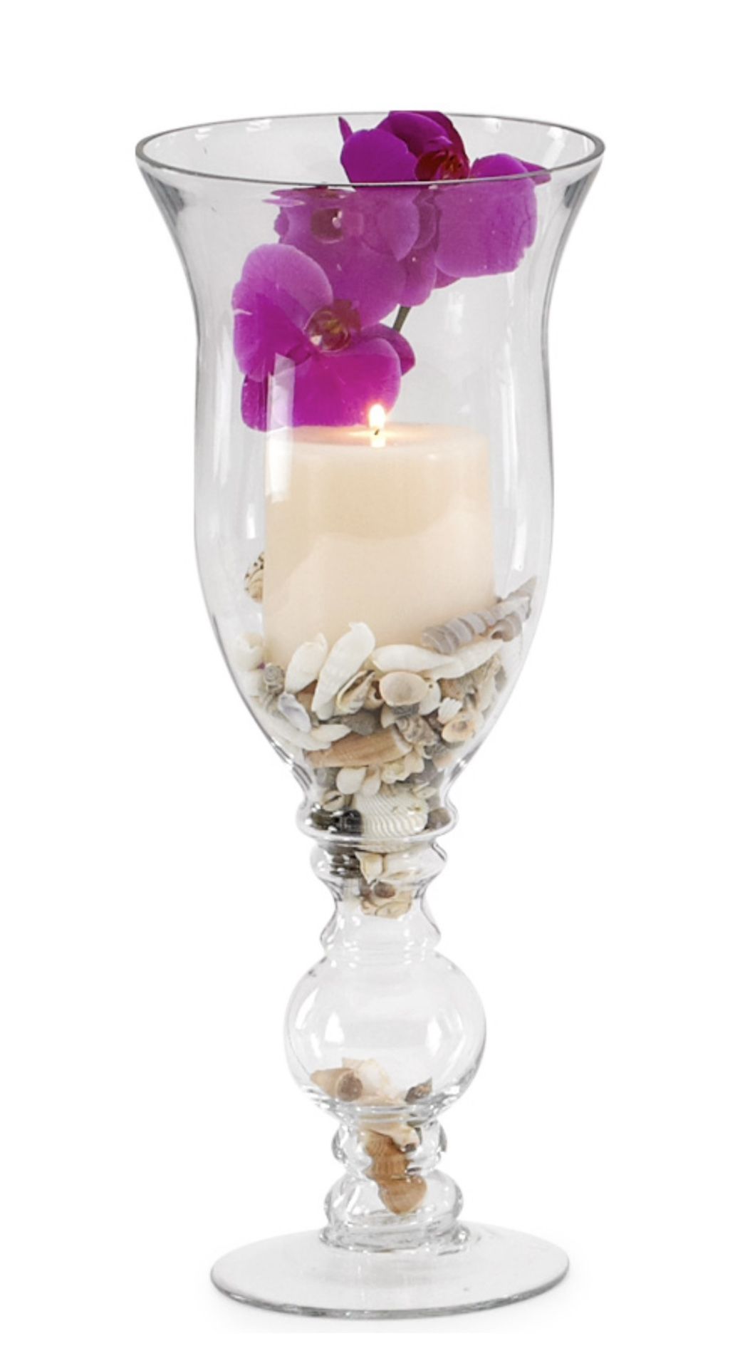 Elegant 24” Glass Hurricane Vase Candle Holder – Tall Clear Pedestal Vase for Centerpieces