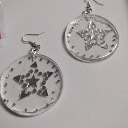 Silver Star Clear Earrings 