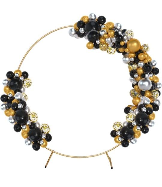 7.6ft Round Backdrop Stand,Iron Circle Wedding Arch,Flower Circle Arch Stand for Valentine's Day,Wedding,Birthday,Christmas,Garden Decoration(7.6ft, G