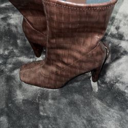 Brown Croc Print Heel Boot size 5