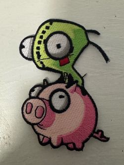 Invader Zim GIR Riding Pig Embroidered Patch