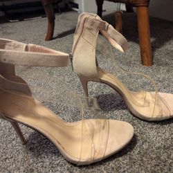 Vince Camuto Nude And Clear Heels 
