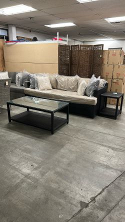 Patio Sofa With Coffee Table And End Table