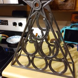 Christmas Shape Horseshoe Wine Rack With Star 