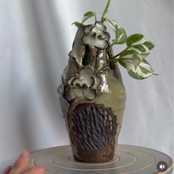 Handmade small green ceramic decorative vase
