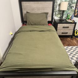 Twin Black & Gray Panel Bed