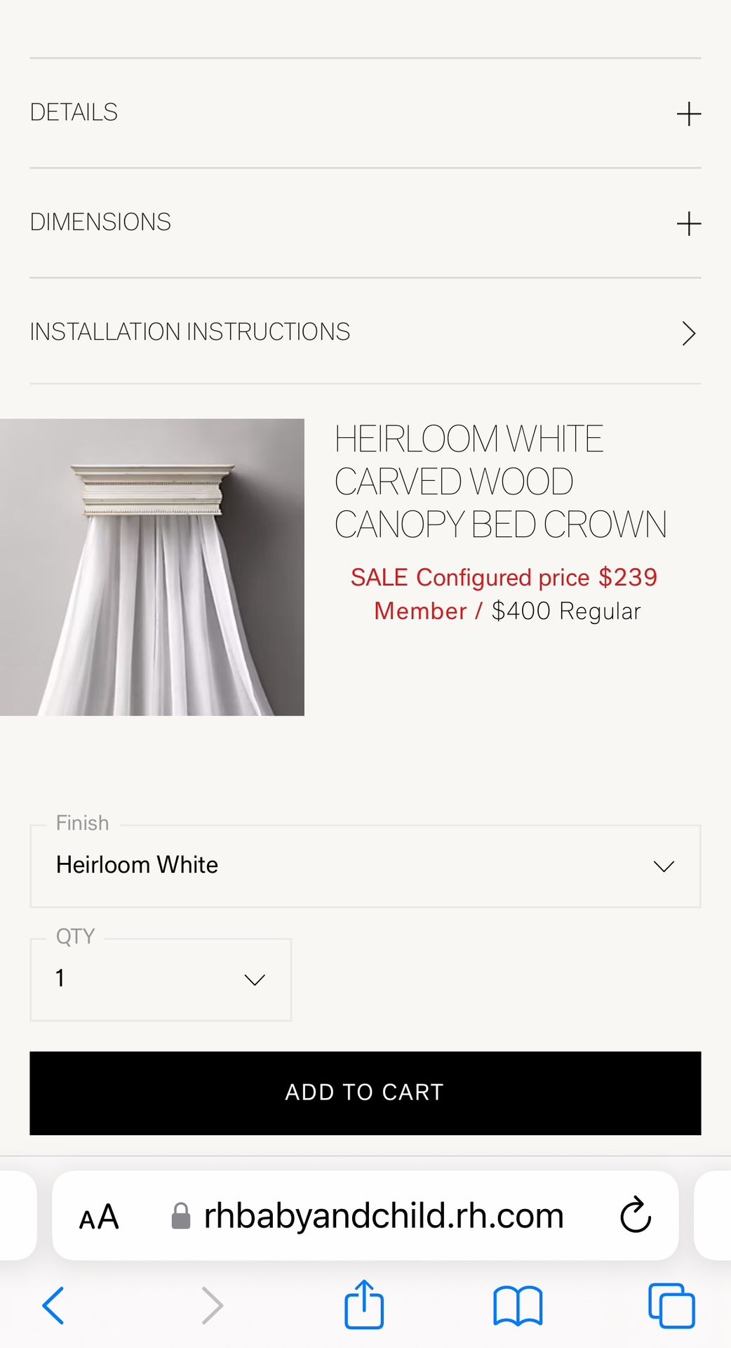 RH Baby & Child Heirloom Canopy Crown Baby & Kids