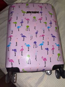 Betsey Johnson Flamingo Print Hardshell Spinner Carryon Travel Luggage