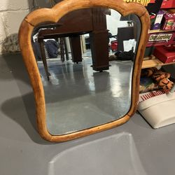solid all wood beveled glass vintage mirror 