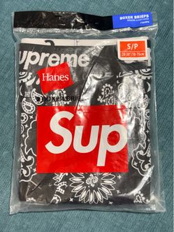 Supreme x Hanes Boxer Briefs Black Paisley Size S