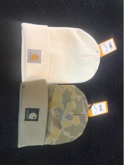 Men’s White & Camo Carhartt Beanies – Brand New | Sold Separately or Together