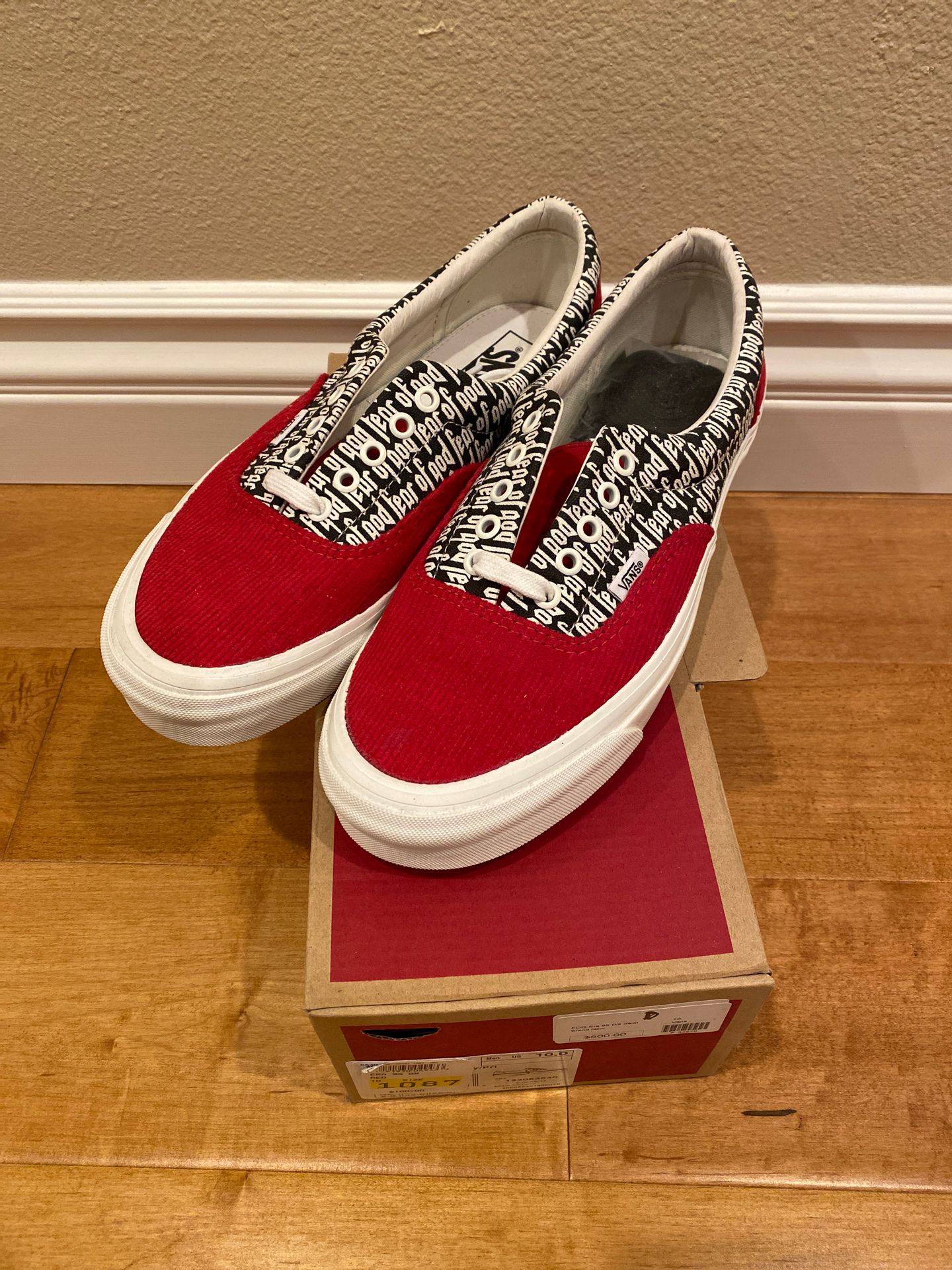 Fear of God Vans red corduroy size 10