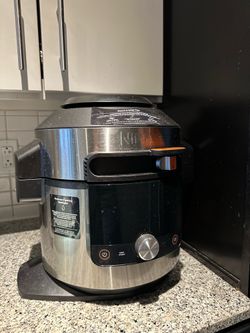 Ninja OL701 Foodi 14-in-1 SMART XL 8 Qt. Pressure Cooker Steam Fryer with SmartLid & Thermometer + Auto-Steam Release, that Air Fries, Proofs & More,