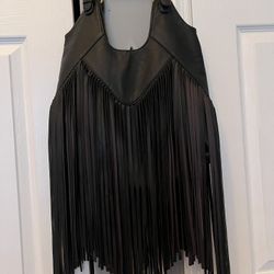 LEATHER FRINGES BAG. $100