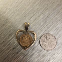 14k Gold Peso Heart Pendant 